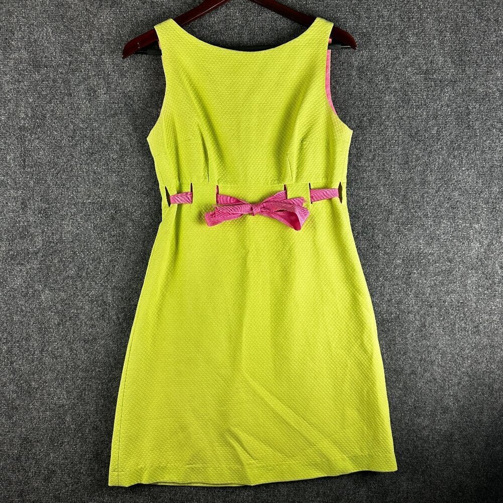 Steven Stolman Dress Womens 4 Neon Sleeveless Back Zip Ribbon Tie Lined Preppy